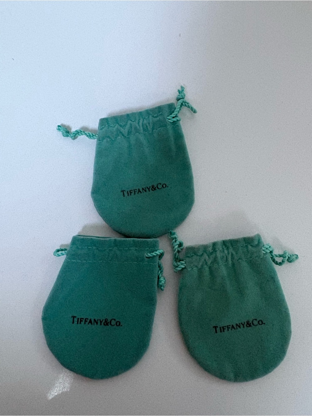 Tiffany & Co. Teal Velvet Drawstring Pouches - Set of 3